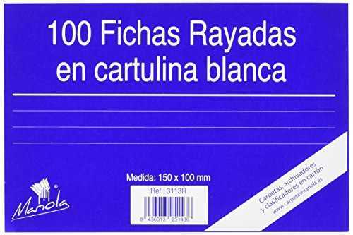 Mariola Bag Of 100 Record Cards Ruled Measures 150