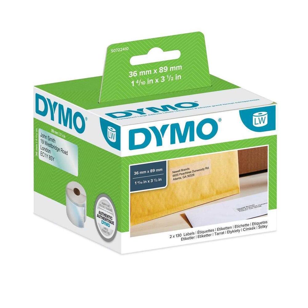 Dymo Labelwriter Address Labels Large 99013 (1 X 260 Labels) Transparent (36mm X 89mm)