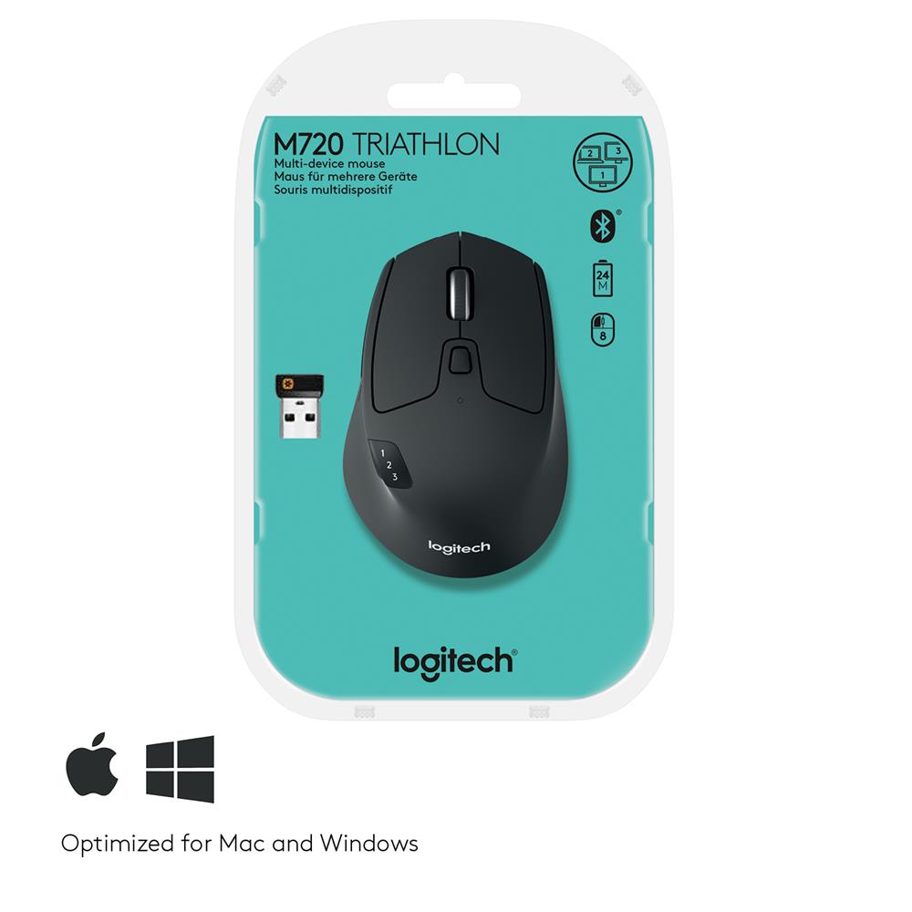 Rato Óptico Logitech M720 Triathlon Wireless/Bluetooth 1000dpi Preto