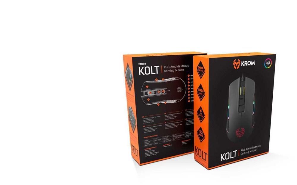 Rato Gaming com LED Krom Kolt 4000 Dpi Preto 