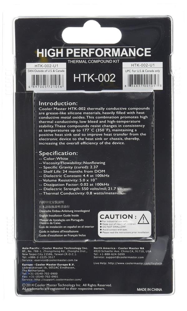 Cooler Master Htk-002 Compuesto Disipador de Calor 4,5 W/M·k 4,6 G