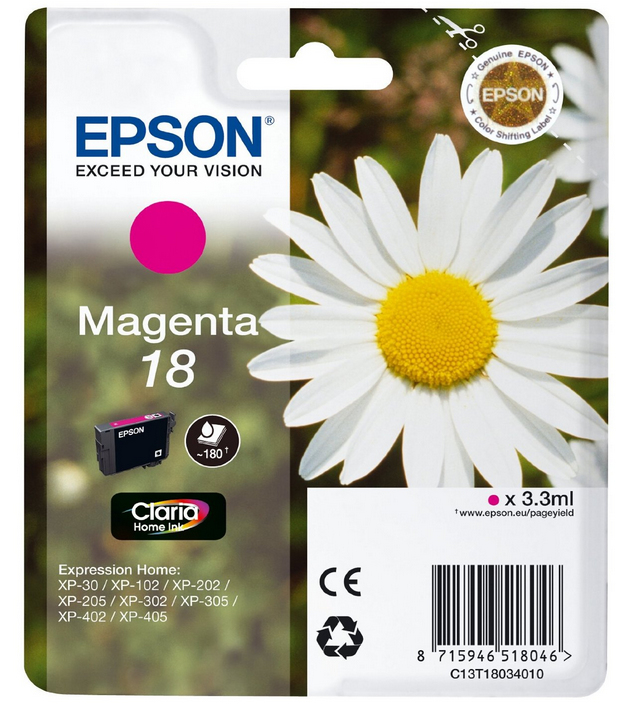 Tinteiro Epson 18 Magenta - Xp-30/X02/X05/X12/X15/X22/X25