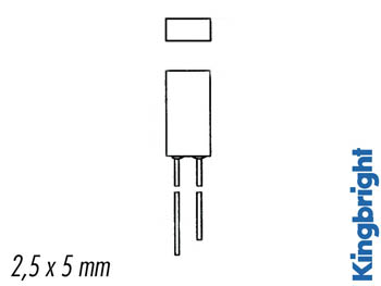 Bombilla LED Rectangular 2.5 X 5mm Difusa Roja