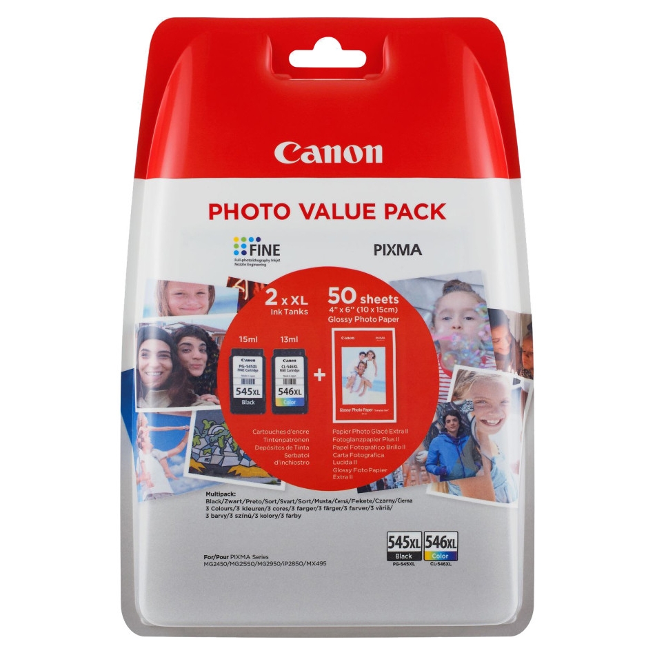 Canon Ink Cart.Pg-545/Cl-546 Xl Multipack Blistered F?r Mg2450/Mg2550 Black/Colour (8286b006)