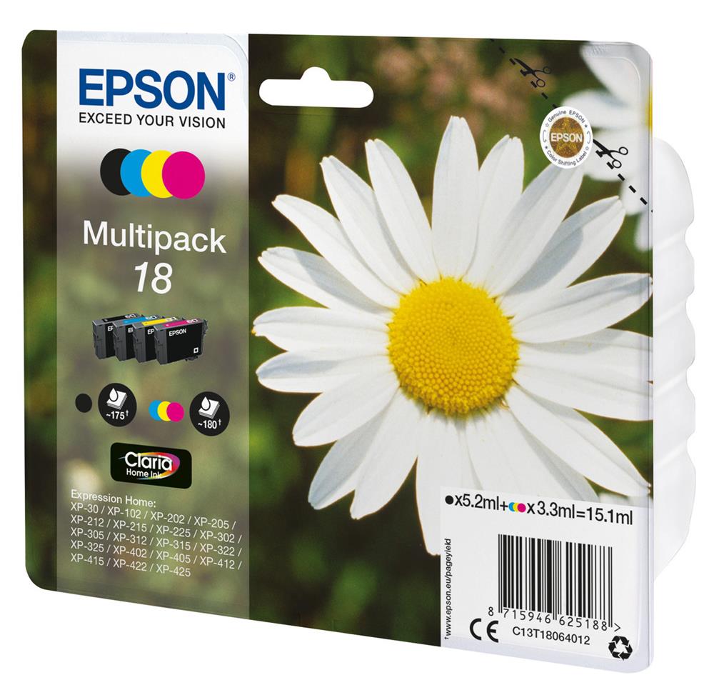 Epson Ink Cart. Multipack Claria Home C13t18064012 F?r Expression Home Xp30/102/202/ 205/215/302/305
