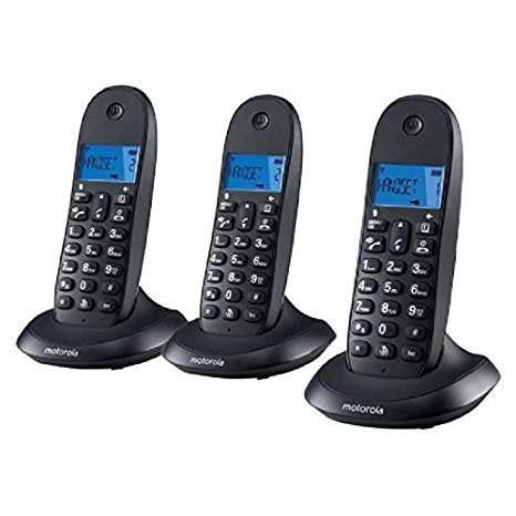 Telefone Sem Fios Motorola C1003lb+ Trio (3 Pcs) Azul Preto 