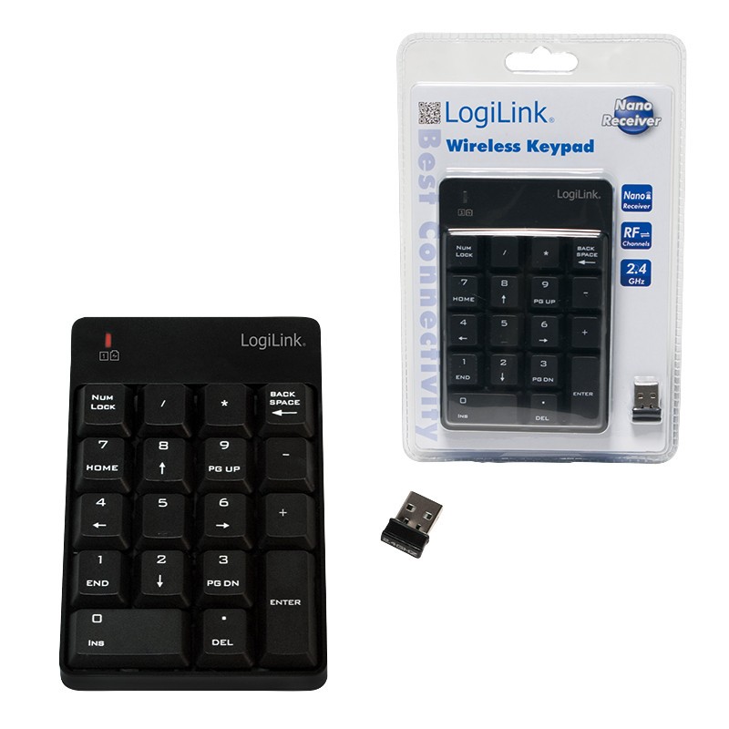 Teclado Numérico Wireless/Usb Logilink Id0120, Ideal para Pc, Notebooks e Mac. 18 Teclas com Tecnolo
