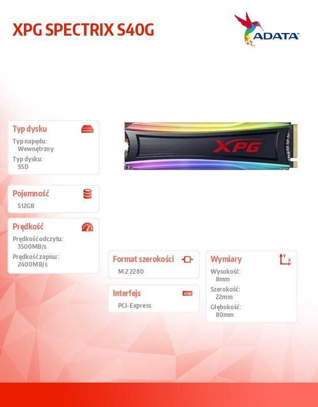 Disco Rigido Adata Xpg S40g 512 Gb SSD M.2 LED Rgb