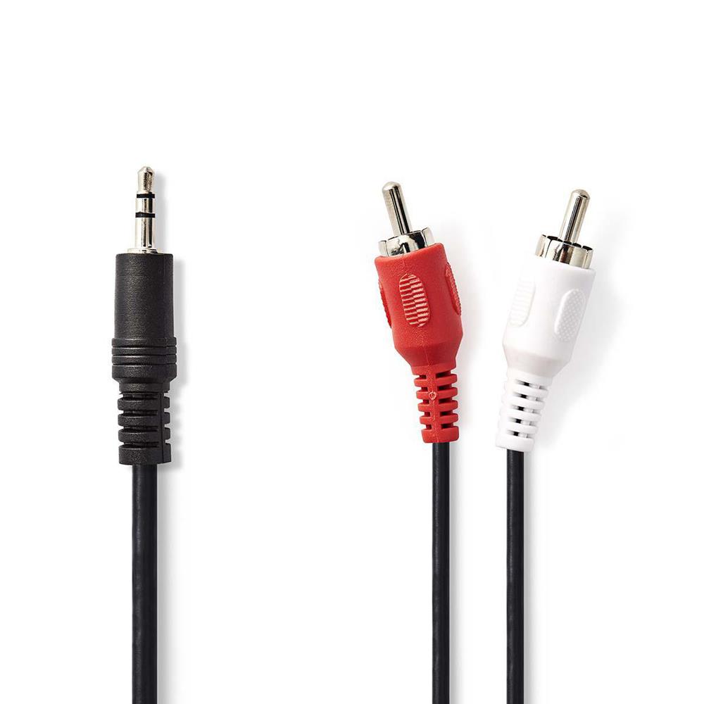 Cable de Audio Estéreo | 3.5 Mm Macho | 2x Rca Macho | Niquelado | 10.0 M | Redondo | Negro | Caja