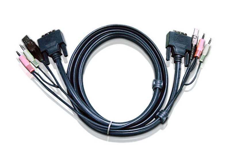 Cable Kvm Dvi-D 18+1-Pin Macho / Usb a Macho / 2x.