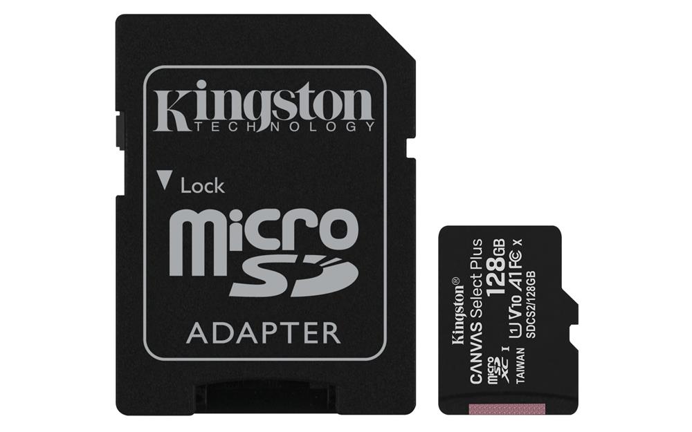 Kingston 128gb Microsdxc Canvas Select Plus Class10 Uhs-I + Adapter - Sdcs2/128gb