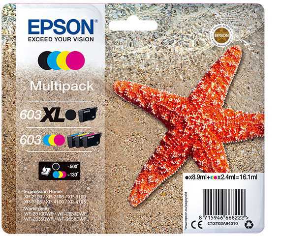 Cartucho de Tinta Epson Multipack 603xl 4 Colores.