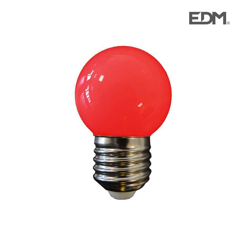 Lâmpada Esférica LED E27 1w 80lm Luz Vermelha Ø4,3x7cm Edm