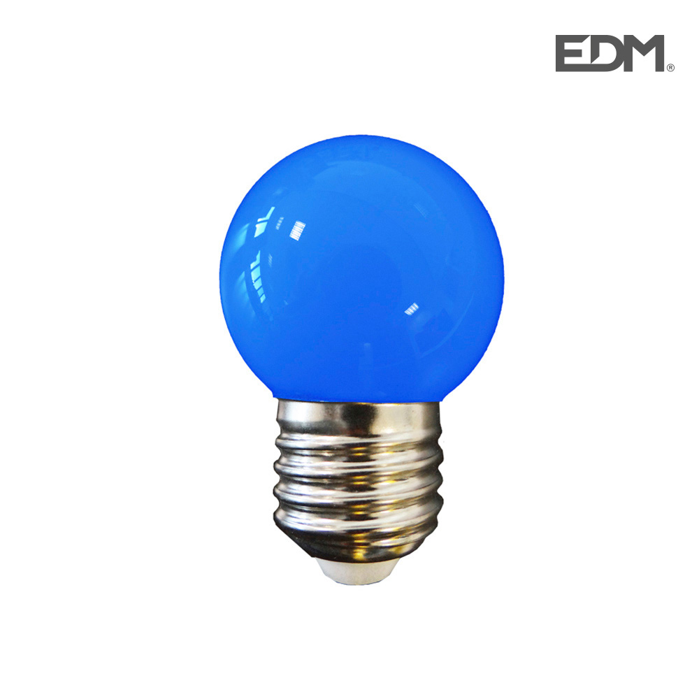 Lâmpada Esférica LED E27 1w 80lm Luz Azul Ø4,3x7cm Edm