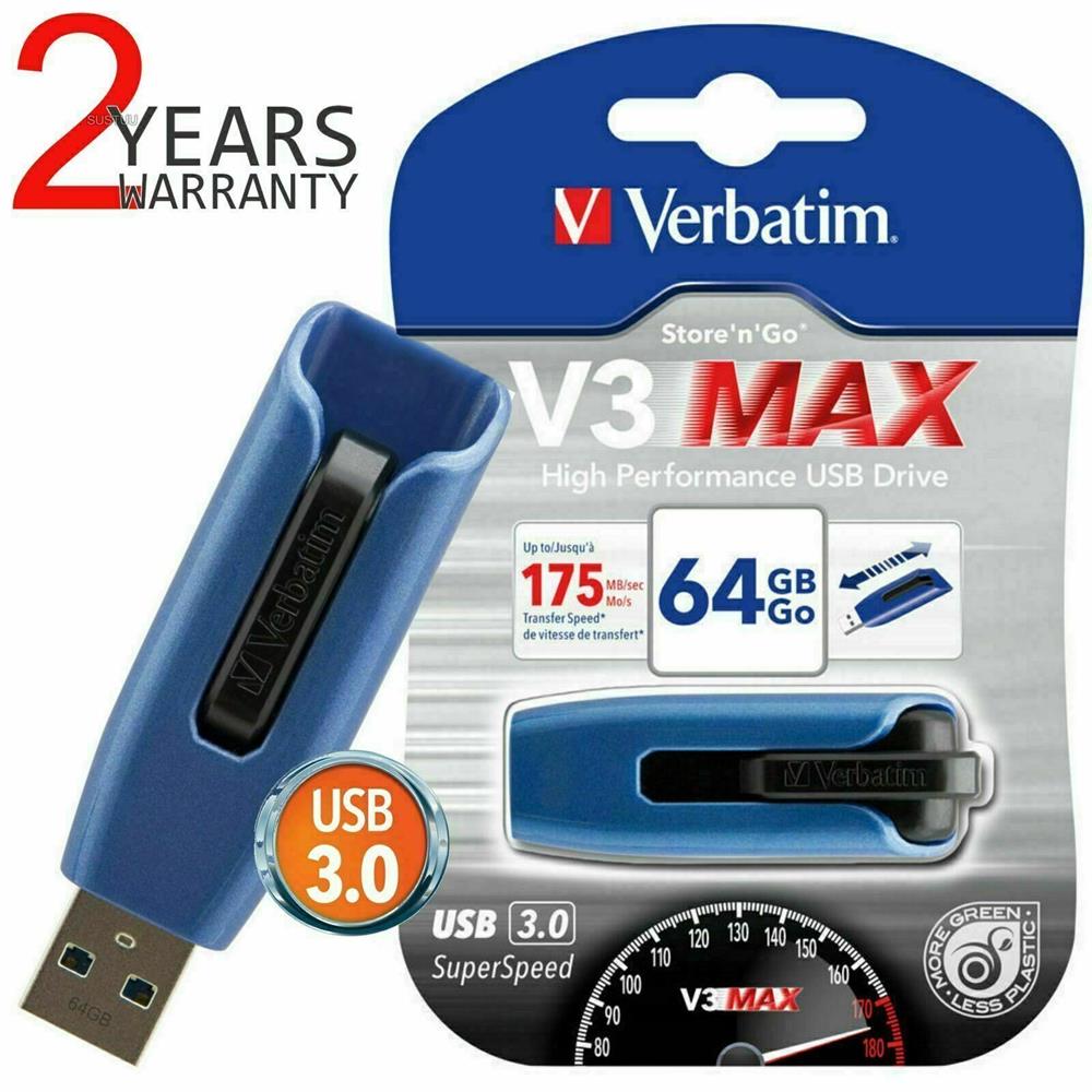 Pen Verbatim 64gb V3 Max Black/Grey Usb 3.0