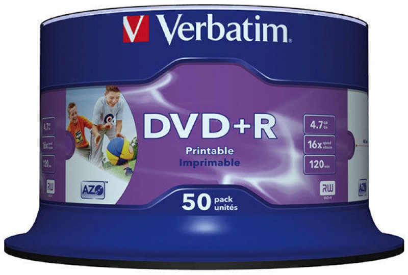 Dvd+R Verbatim 4,7gb 50pcs Pack 16x Spindel Azo Wide Prin Retail