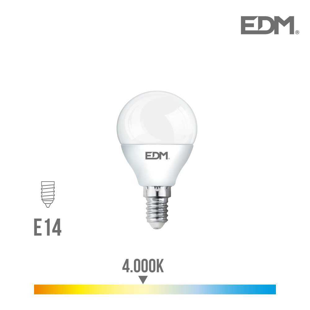 Lâmpada Esférica LED E14 5w 400lm 4000k Luz Dia Ø4,5x8cm Edm