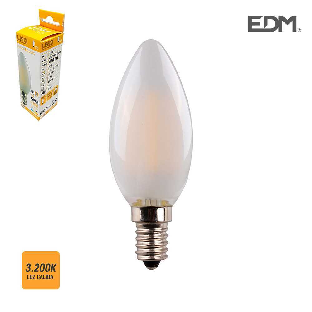 Lâmpada Vela Filamento Led Vidro Matte E14 4,5w