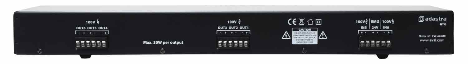 At6 Volume Attenuator + A/B Switcher 100v 6 X 30w