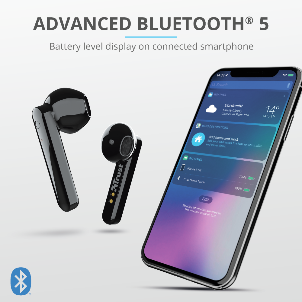 Auriculares Bluetooth Trust Primo Touch Con Estuche de Carga/ Autonomía 4h/ Negros