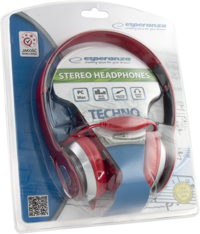 Esperanza Stereo Audio Headphones Techno Red