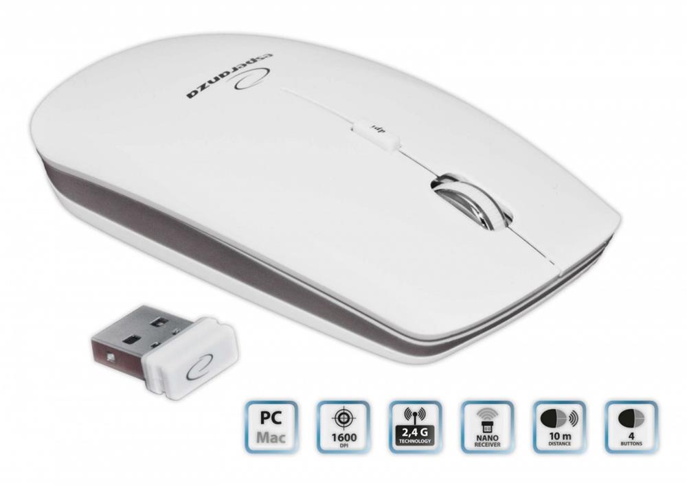 Rato Óptico 4D Ultra SLIM USB s/ Fios 1600DPI (SATURN WHITE) - 