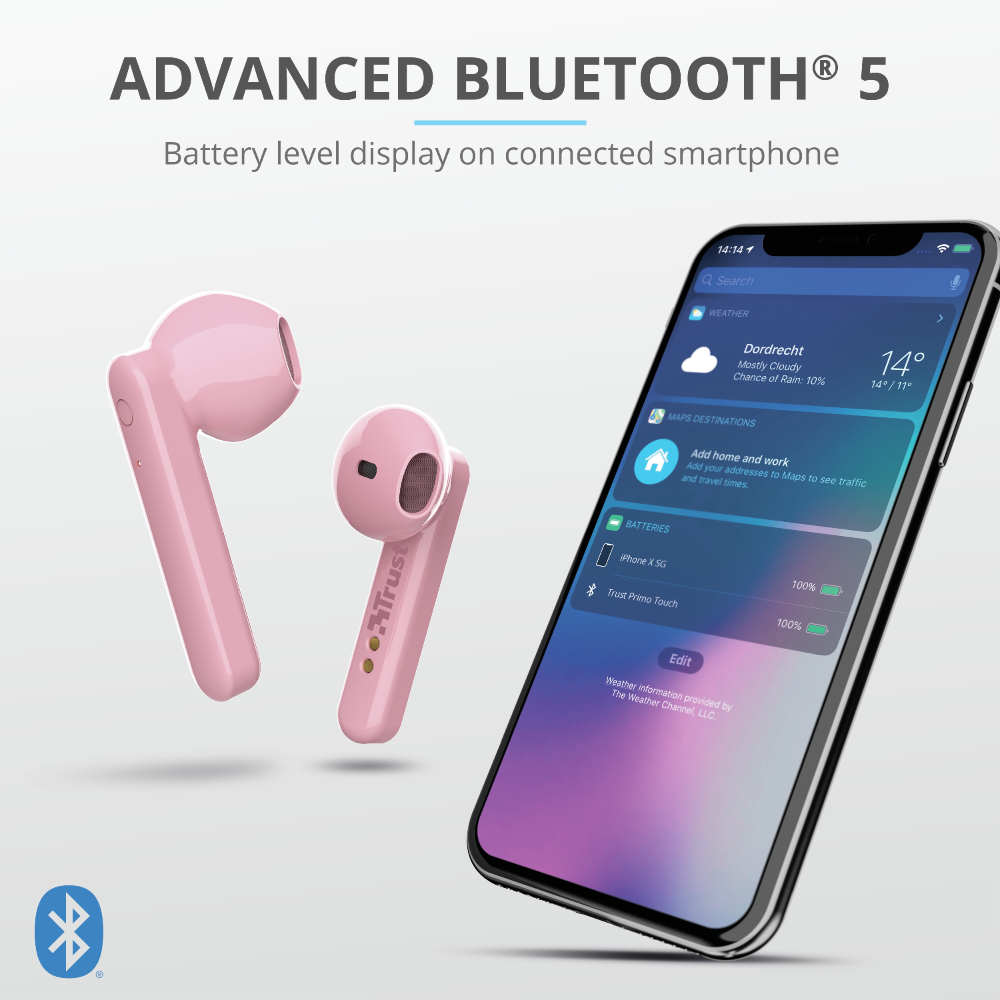 Auriculares Bluetooth Trust Primo Touch Con Estuche de Carga/ Autonomía 4h/ Rosas