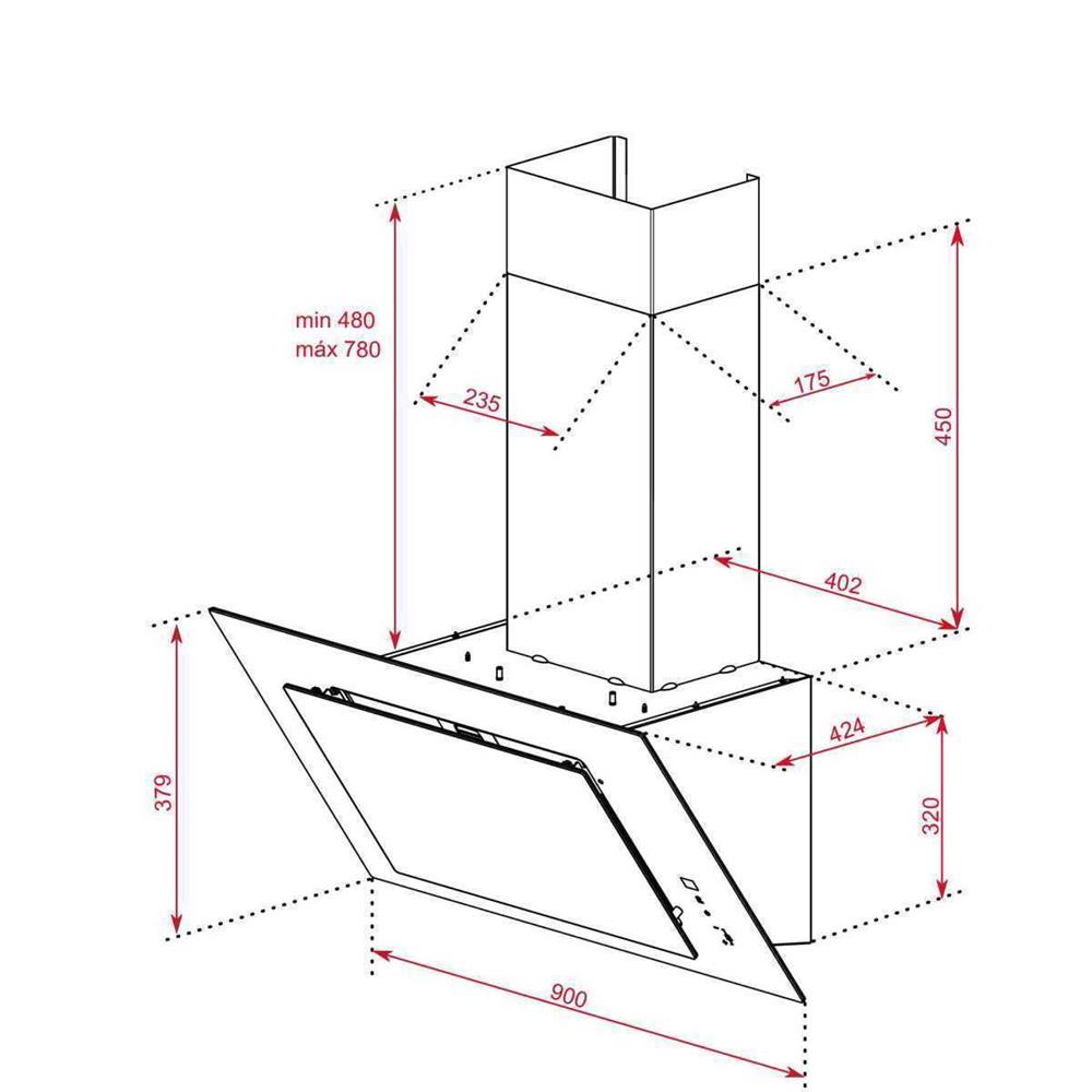 CHAMINÉ DECORATIVA TEKA - DVT 98660 TBS BRANCO