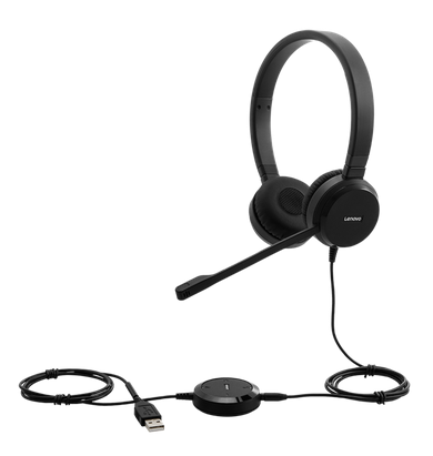 Lenovo Pro Wired Stereo Voip Headset (Schwarz, On Ear)