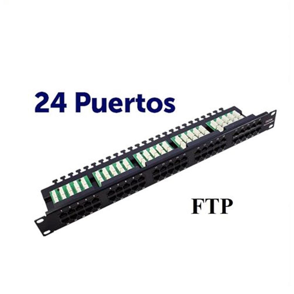Panel de Parcheo 24 Puertos Krone Ftp Cat6 Enracable 19 En 1u Negro Cromad
