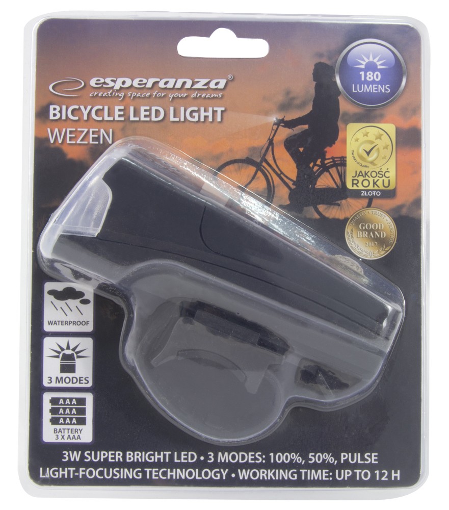 Lâmpada LED Frontal de Bicicleta Esperanza