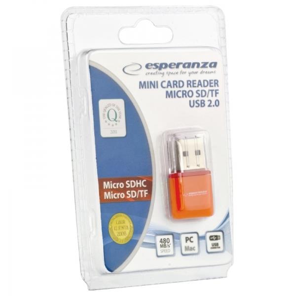 Esperanza Micro Sd Usb 2.0 Card Reader Orange