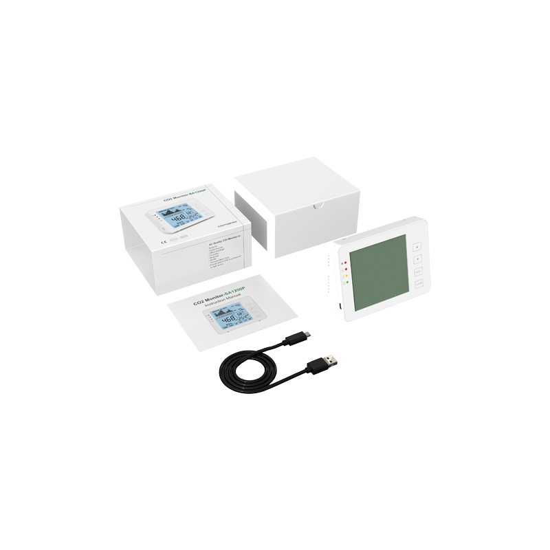 Medidor de Co2, Temperatura e Humidade - com Alarme Visual e Sonoro Programável Pelo Utilizador - Re