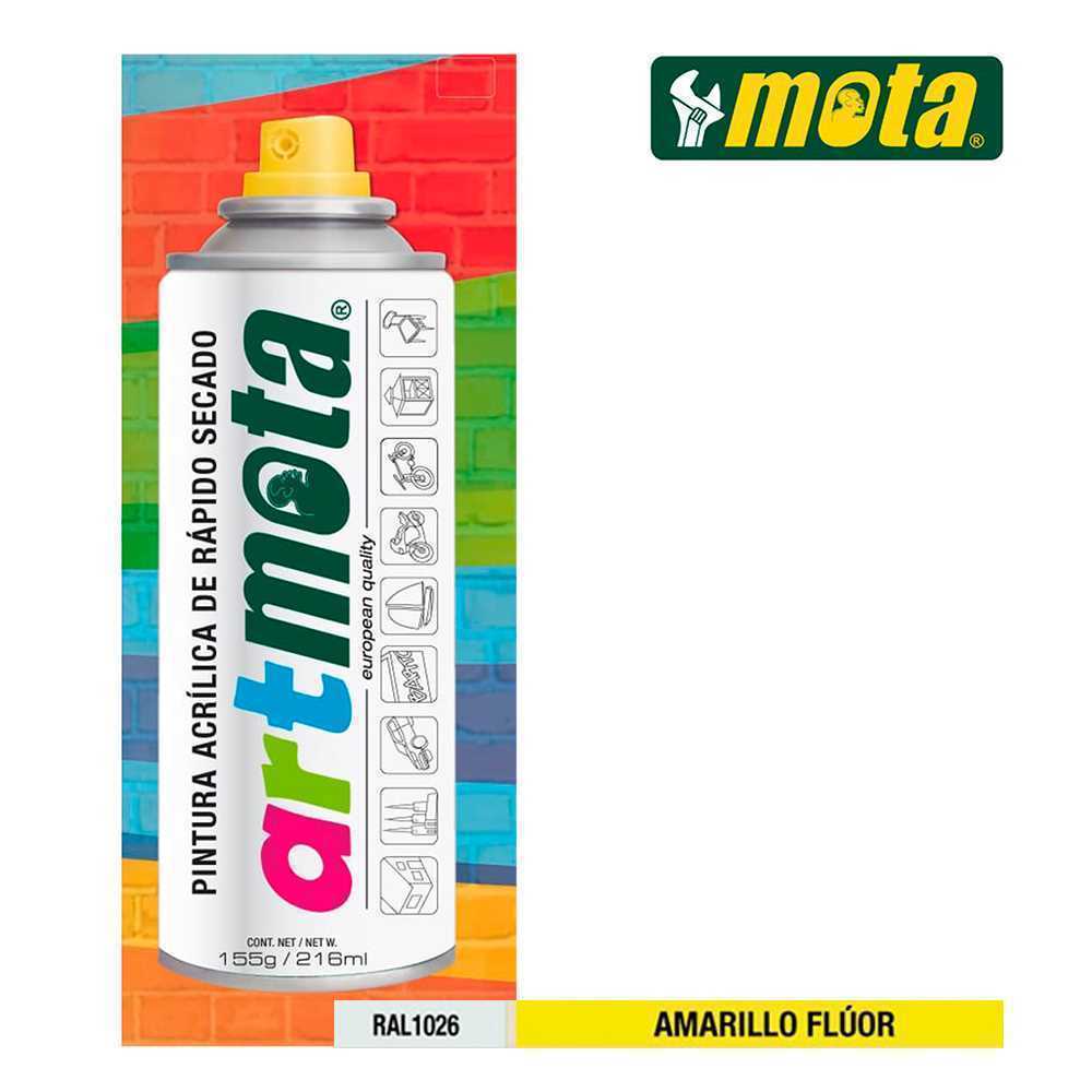 Spray Amarelo Fluorescente Ral1026 216ml Mota La60