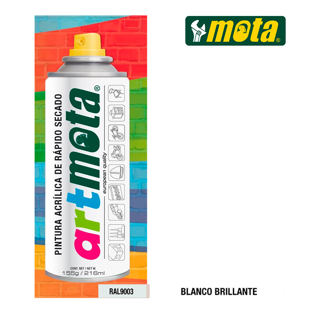 Spray Branco Brilhante Ral9003 216ml Mota La04