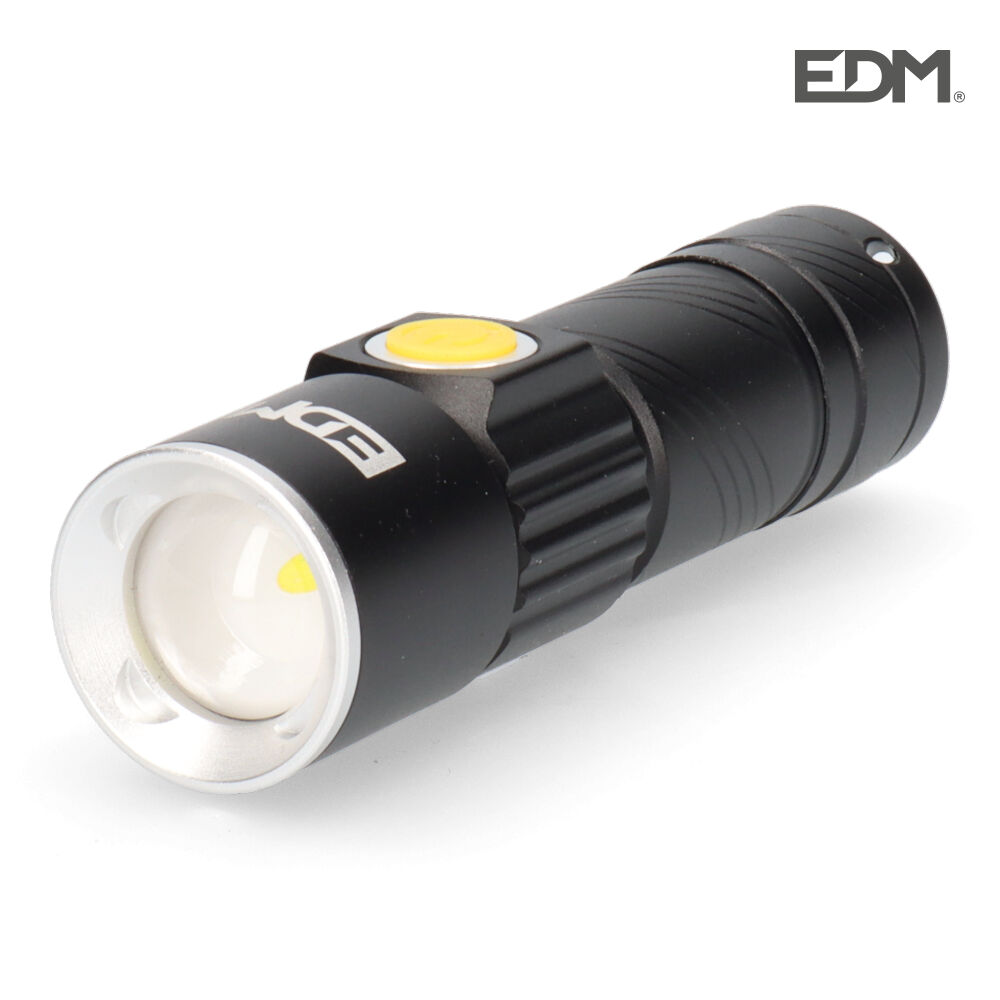 Mini Lanterna com Zoom 1 LED 120lm 7500k Usb Recarregável. Edm