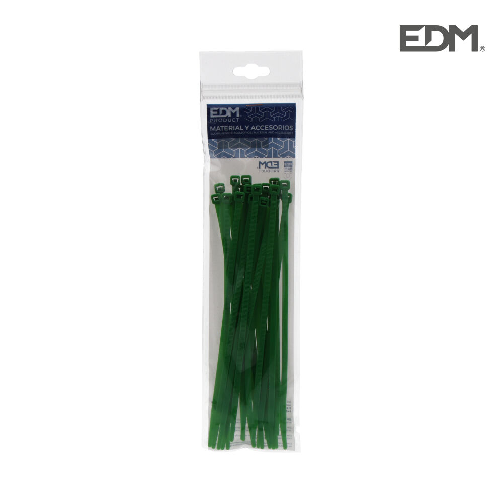 Abraçadeiras Verdes 150x3,5mm Nylon de Alta Qualidade (Blister 25 Unid.) Edm