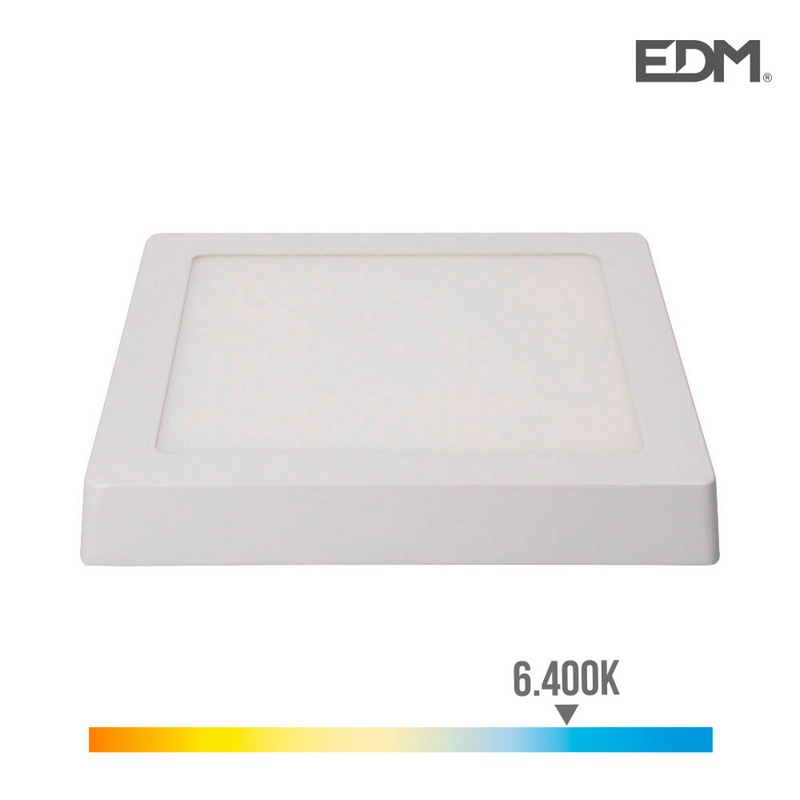 Downlight LED Superfície Quadrado 20w 1500lm 6400k Luz Fria. Branco 22,5x22,5x4cm Edm