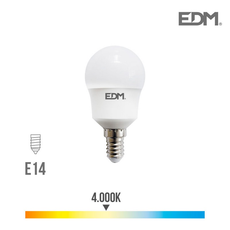 Lâmpada Esférica LED E14 8,5w 950lm 4000k Luz Dia Ø4,5x8,7cm Edm
