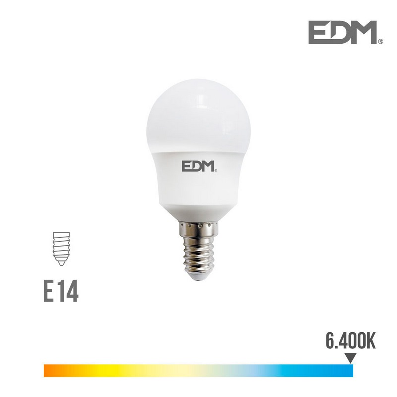 Lâmpada Esférica LED E14 8,5w 1000lm 6400k Luz Fria Ø4,5x8,7cm Edm