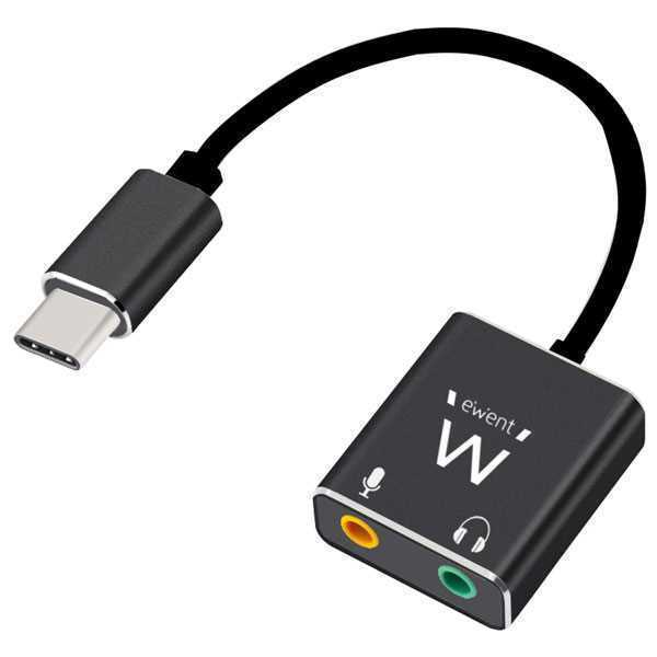 Adaptador Áudio EC1645 USB Type C para 2xJack 3.5