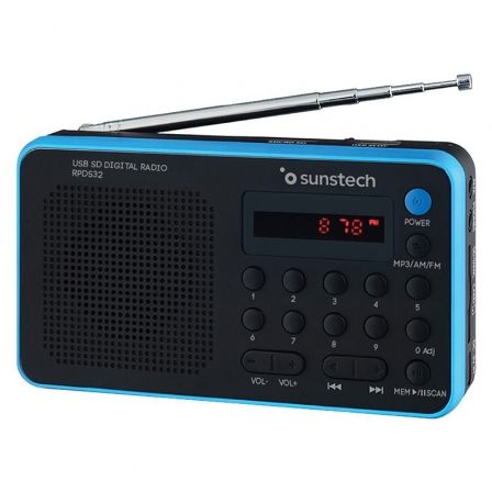 Rádio Portátil Sunsech Rpds32bl Azul e Preto