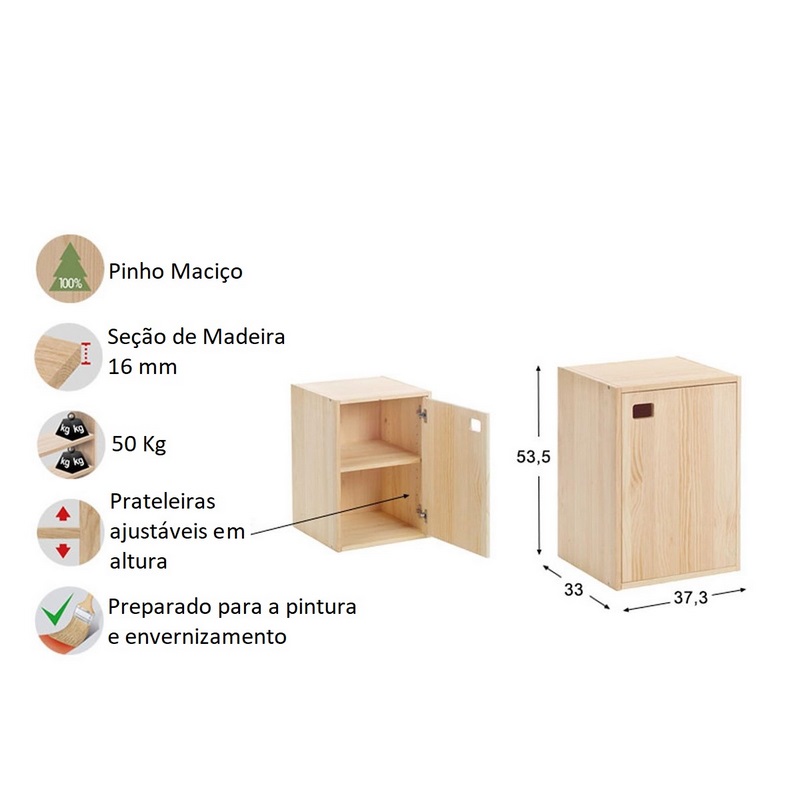 Móvel Dinamic 1 Porta Modulo Vertical Pinho Maciç.