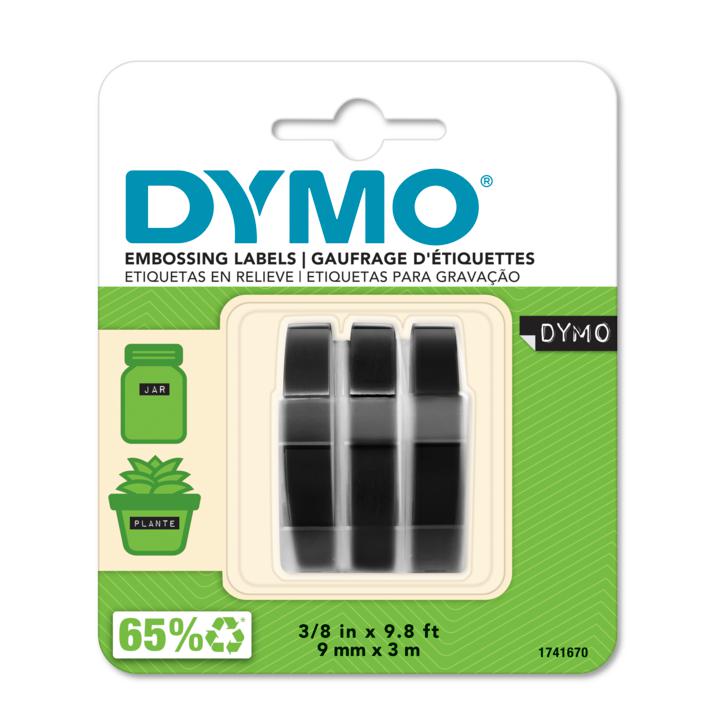 Dymo 3d-Embossing Ribbon Label Self-Adhesive Black 3 Rolls (9mm X 3m)(S0847730)