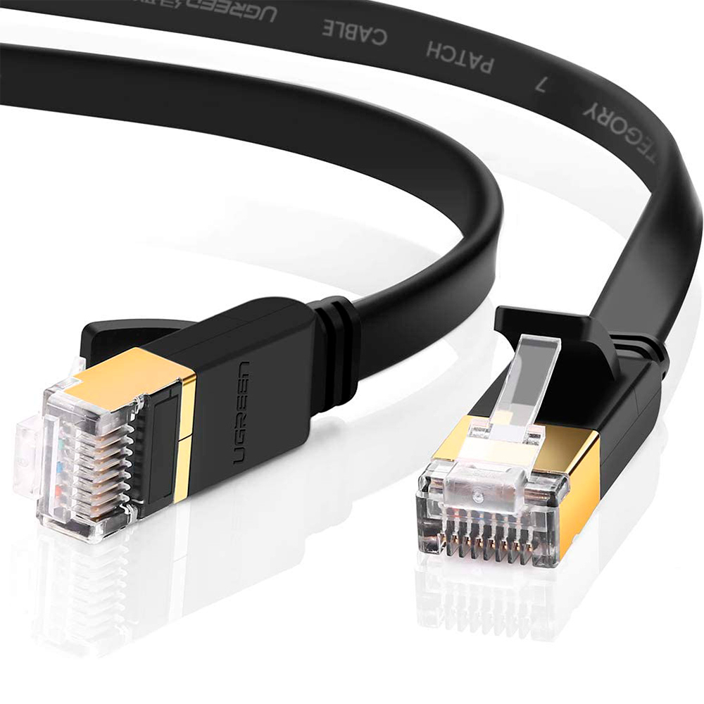 Ugreen Nw106 Ethernet Rj45 Plochý Sítový Kabel , Cat.7, Stp, 1,5 M - Cerný
