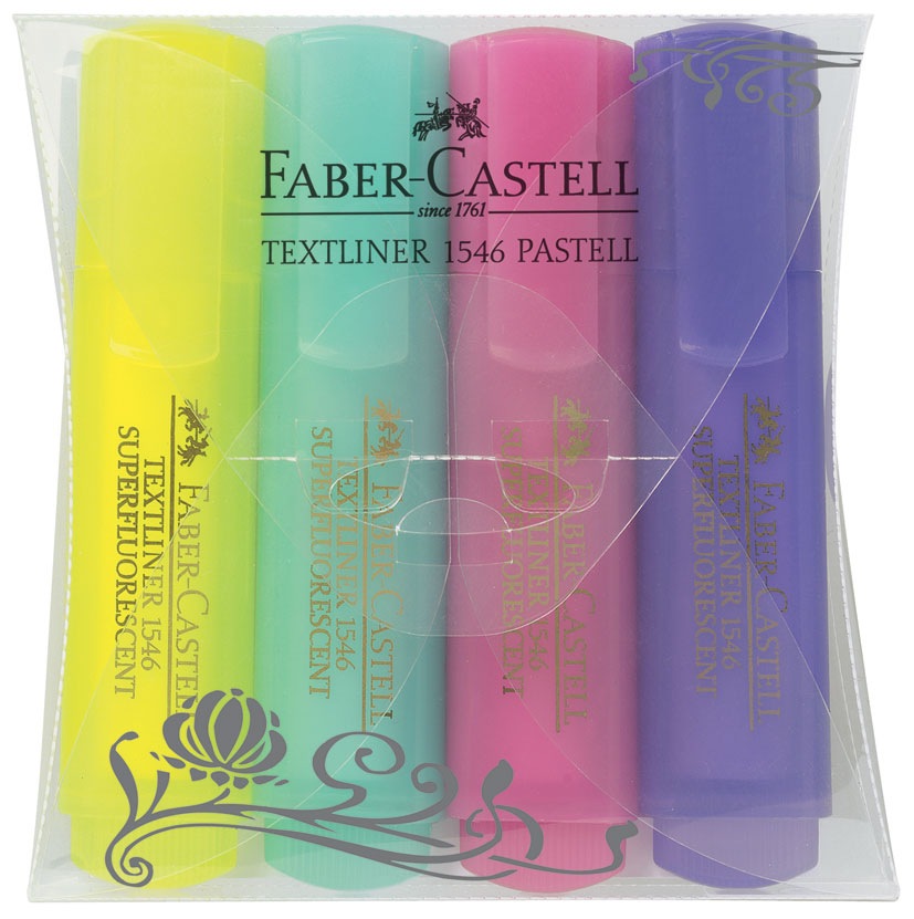 Estuche 4 Marcadores Fluor Textliner Surtido Pastel Faber Castell 154610