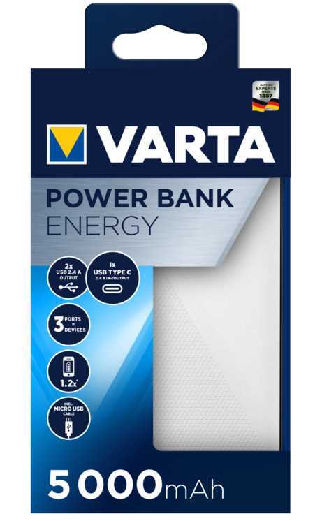 Power Bank Energy 5000mah Varta 100/240v 74x11x138mm