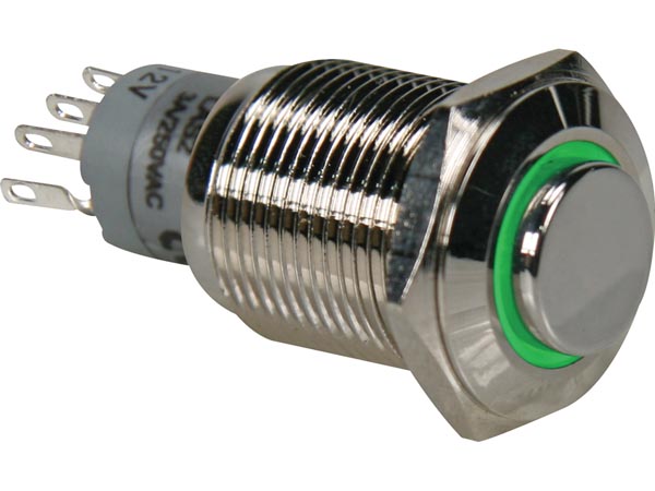 Interruptor Pulsador Metalico - 1no 1nc-Anel Verde