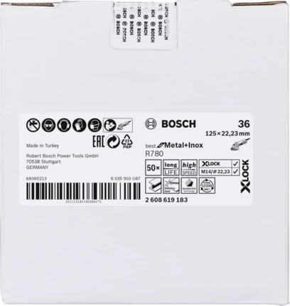 Bosch X-Lock R780 Sanding Disc Best For Metal+Inox,125mm, K36