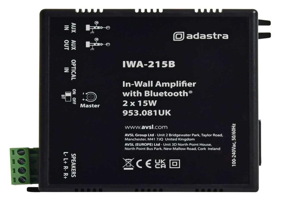 Iwa215b In-Wall Amplifier With Bluetooth 2 X 15w